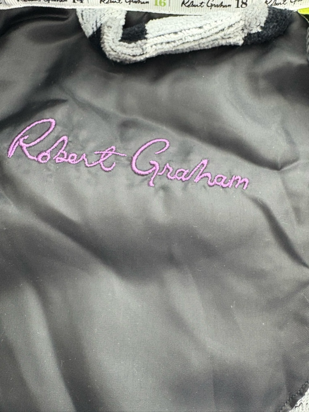Robert Graham Black Robe with Purple Script Embroidery - Picture 4 of 12